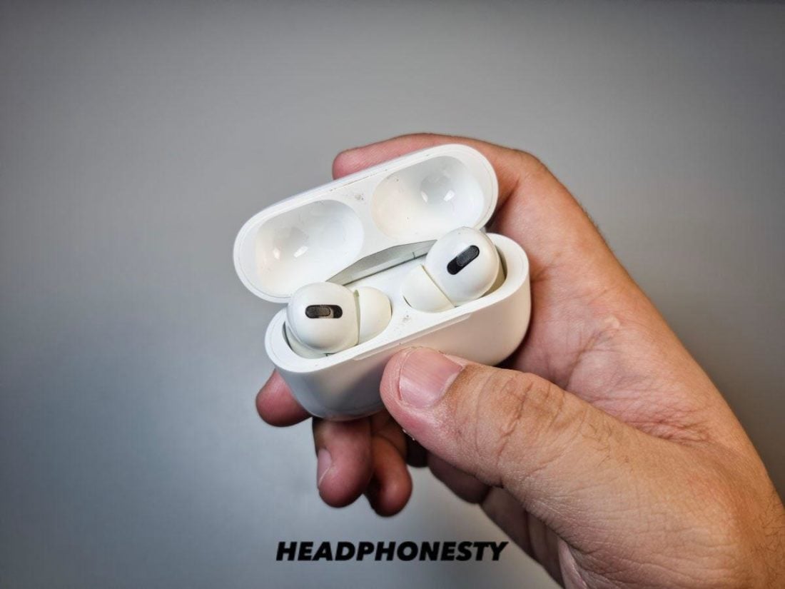 Open lid of AirPods case