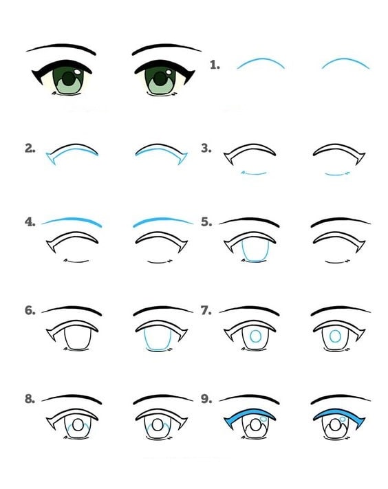 cách vẽ mắt anime đơn giản