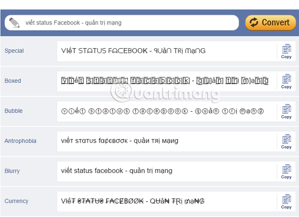Viết status Facebook bằng font chữ khác lạ
