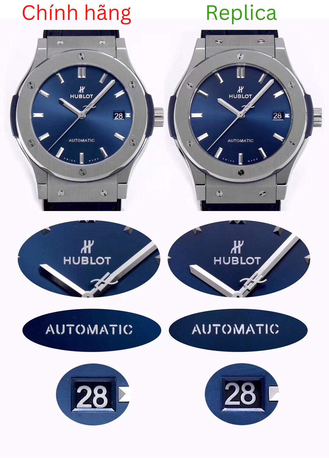 So sánh đồng hồ replica và đồng hồ chính hãng