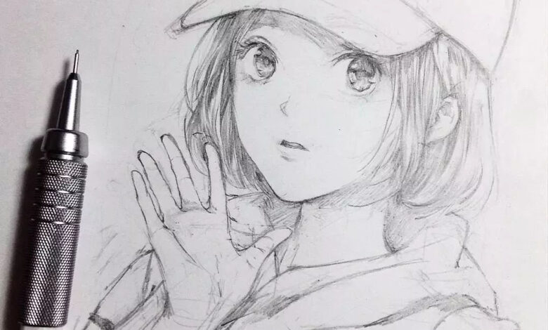 Hình vẽ anime đơn giản vẽ bằng bút chì