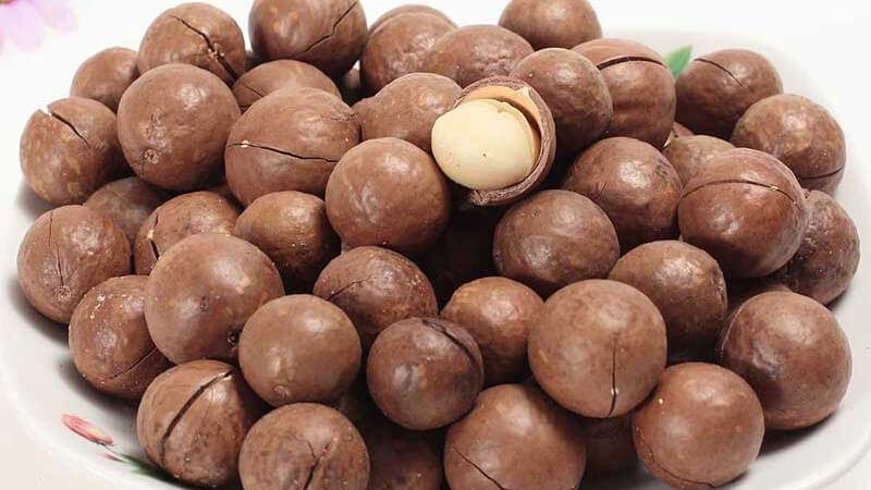 Mắc ca Trung Quốc có vỏ màu nâu đen bóng, thường được cưa bằng máy rất đều, sắc nét và đẹp mắt