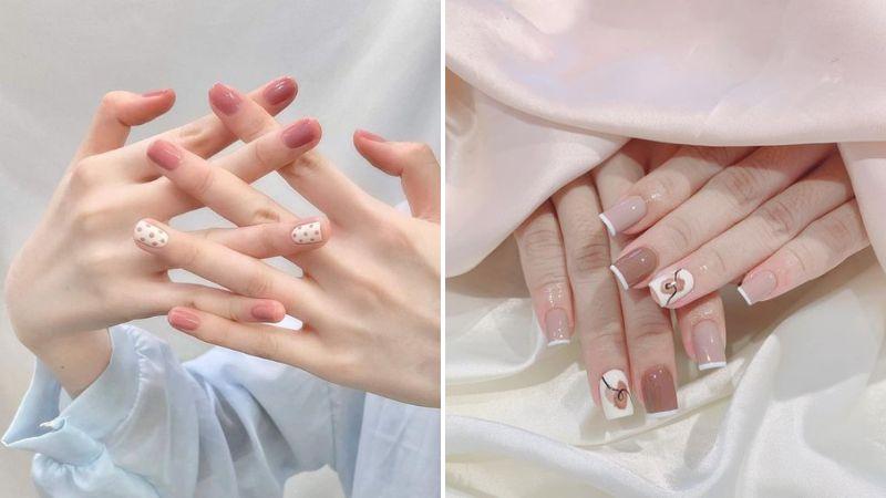 Mẫu nail đơn giản màu trắng