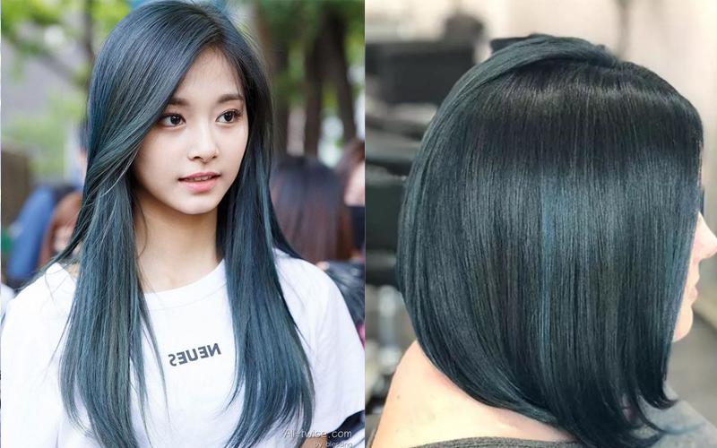 Tóc màu xanh đen kiểu gợn sóng