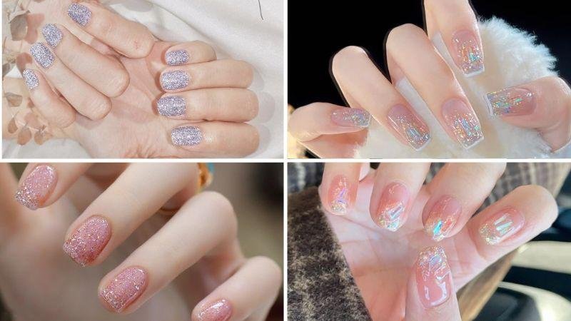 Mẫu nail nhũ lấp lánh ánh cầu vồng